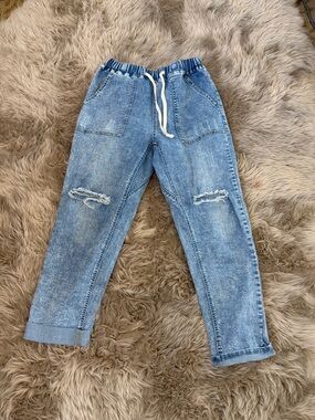 Women’s  Light Blue Distressed Jogger Denim Pants